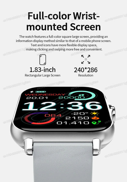 Nuovo Smartwatch con Chiamata BT, Monitoraggio Salute e Sonno, Schermo HD da 1.80'', Orologio Intelligente per Bambini, Impermeabile, Braccialetto Sportivo alla Moda per Donne e Uomini