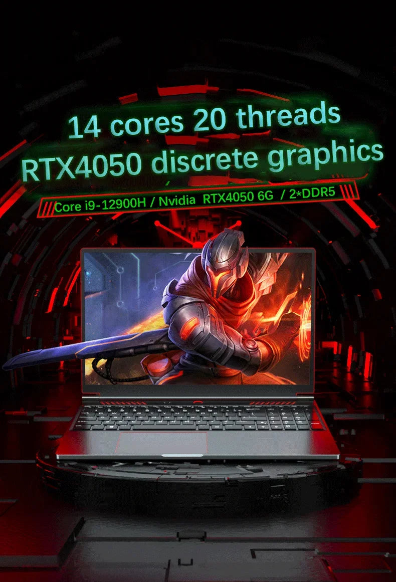 Laptop Da Gaming Ultra Sottile 16,1 Pollici RTX 4050 6G Intel Core I9/I5 Win11 Pro Dual DDR5 e Dual M.2