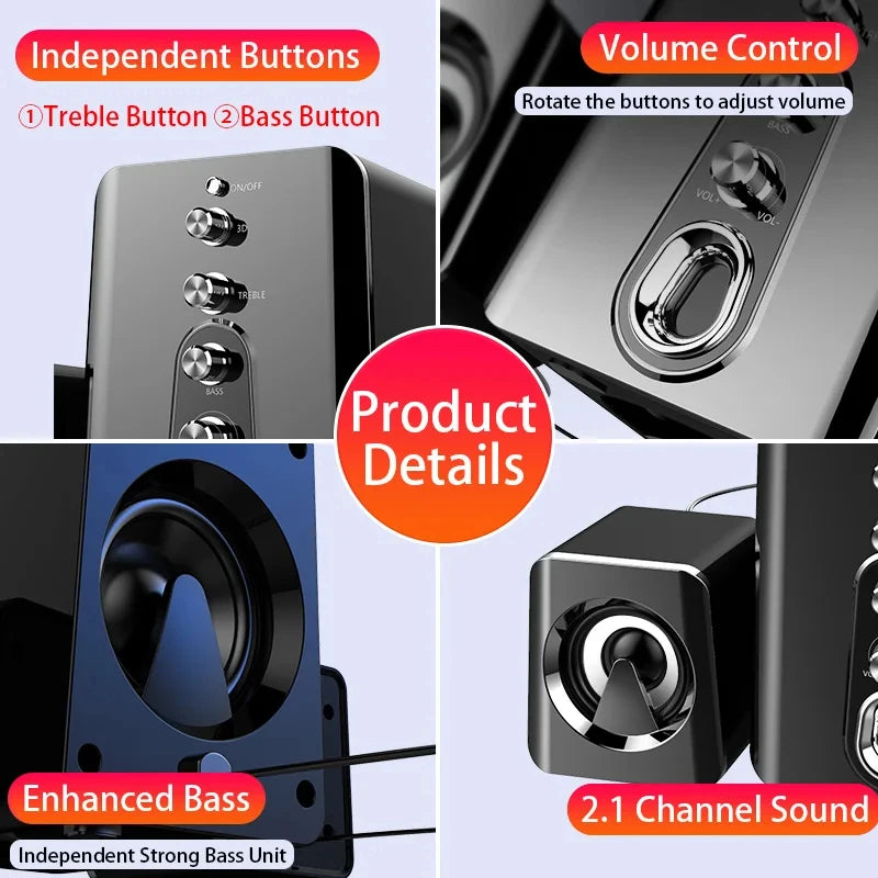 Altoparlanti per computer Sistema Home Theatre PC Subwoofer per basso Altoparlante Bluetooth Musica Soundbar surround 4D per laptop desktop Boombox