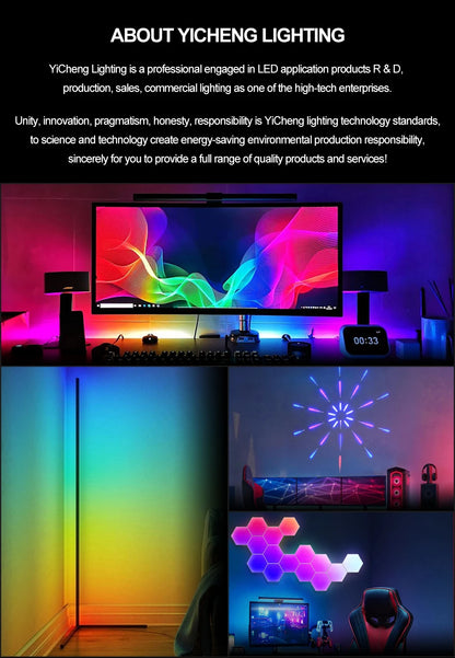 Lampada Da Terra Tuya Rgb 180 cm Bianca, Smart Con App E Telecomando, Illuminazione Led Moderna E Atmosferica