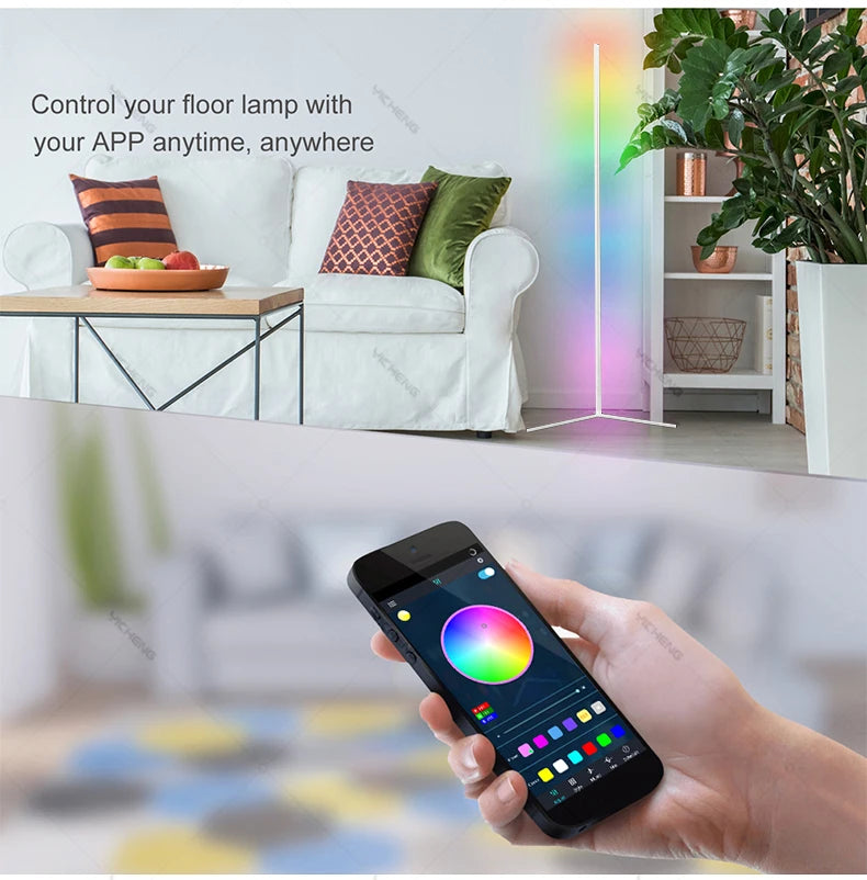 Lampada Da Terra Tuya Rgb 180 cm Bianca, Smart Con App E Telecomando, Illuminazione Led Moderna E Atmosferica