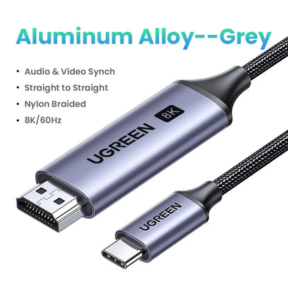 UGREEN Cavo USB C a 4K 8K compatibile HDMI 8K/60Hz 4K/120Hz per MacBook Pro iMac iPad Pro per Samsung Galaxy USB C a HDMI 2.1