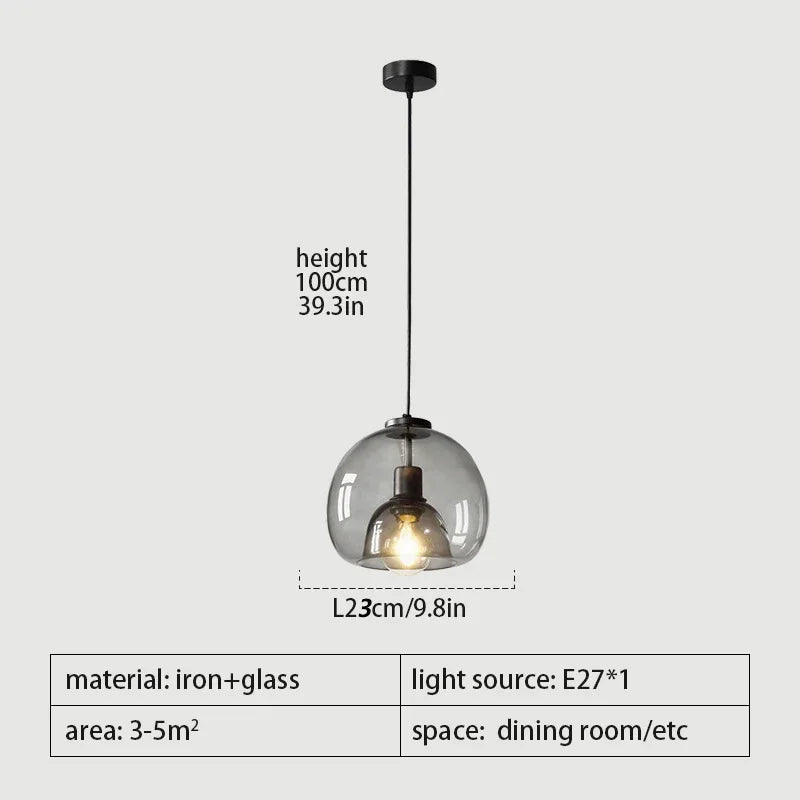 Lampadario A LED In Vetro Sospensione Moderna Grigio Per Soggiorno Pranzo Cucina E Camera Da Letto