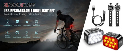 Luci Frontali e Posteriore per Bicicletta Ricaricabili USB Impermeabili LED COB MTB e Bici da Strada