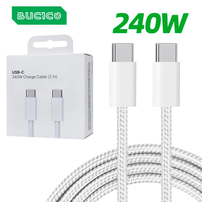 Cavo di ricarica USB-C a USB-C da 240W, Cavo PD intrecciato a ricarica rapida per iPhone 15 16 17E 17 Max, iPad Air, MacBook Pro, ASUS, DELL