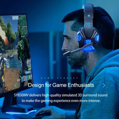 Cuffie da Gaming RGB HOMEFISH SY830MV con Microfono, Cuffie Cablate Over-Ear Leggere per PC, PS5, Xbox, Switch