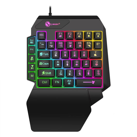 Mini tastiera da gioco con una sola mano da 35 tasti Tastiera retroilluminata cablata ultrasottile USB per laptop PC desktop Smartphone
