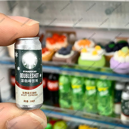 Negozio in miniatura mobili frigorifero congelatore scaffale bevanda fresca articoli alimentari giocattolo Mini artigianato casa delle bambole simulazione Scenario Display