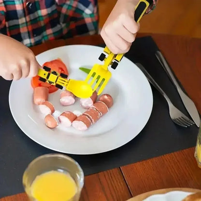 Stoviglie Per Bambini Set Auto Bulldozer Escavatore Pala Piatto Forchetta Cucchiaio BPA Free Ecologiche