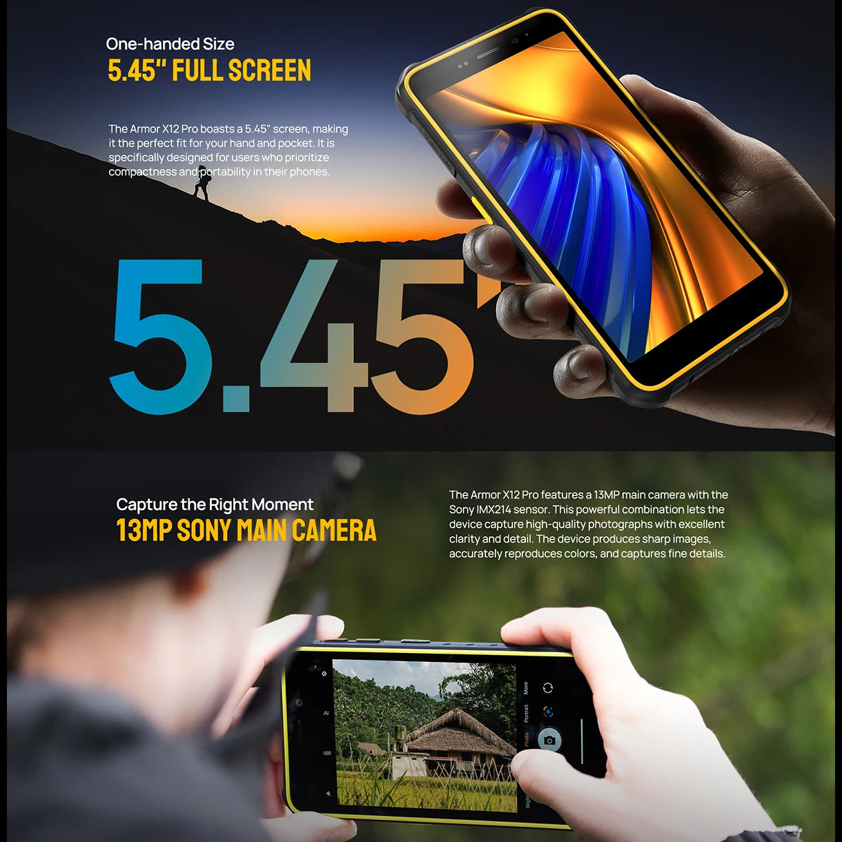Ulefone Armor X12 Pro,Android 13, fino a 8GB + 64GB ,4860mAh,13MP 5.45 "4G NFC, versione globale, doppio 4G VoLTE,3 Slot per schede
