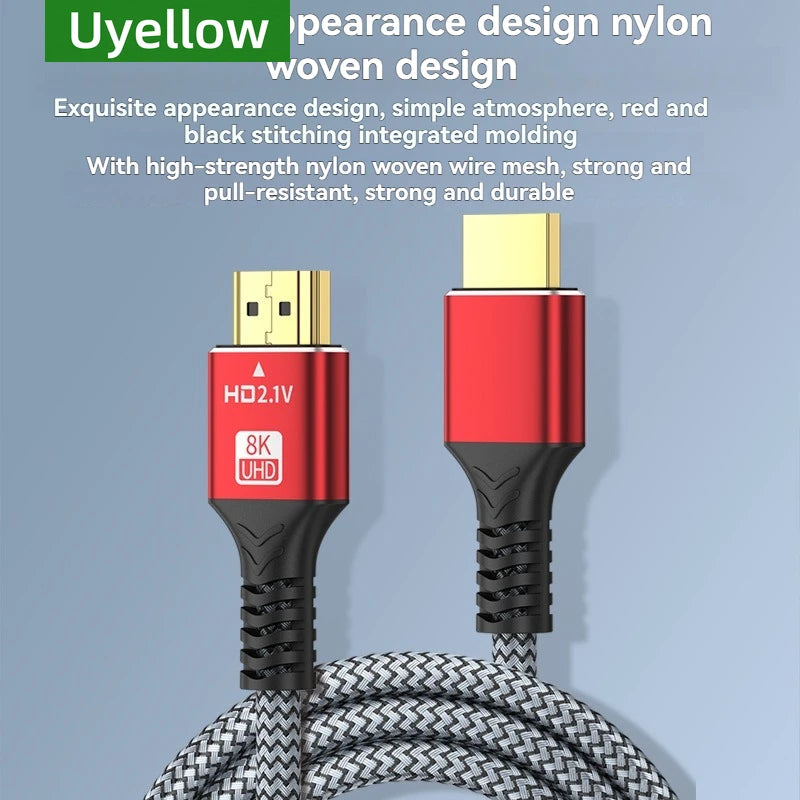 Uyellow 48Gbps Cavo compatibile HDMI 8K 60Hz 50cm 1m 2m 3m 5m Cavo 2.1 compatibile HDMI 4K 120Hz HDR Video con effetti 3D per PC HDTV
