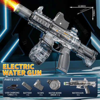 Pistola Ad Acqua Elettrica M416 Con LED Per Simulazione Fuoco Grande Capacità Giocattolo Estivo Per Bambini