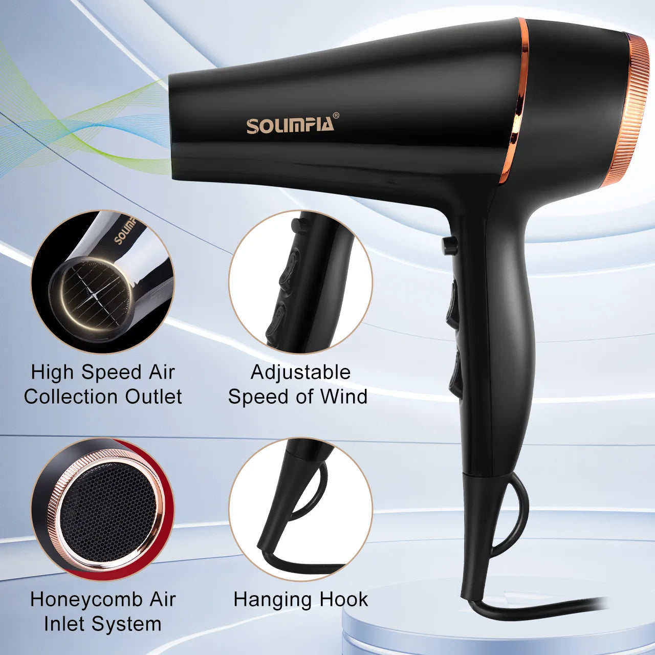 Asciugacapelli professionale a 6 livelli per salone di grado industriale, asciugatura rapida, strumento per lo styling dei capelli ad alta temperatura, barbecue per la casa