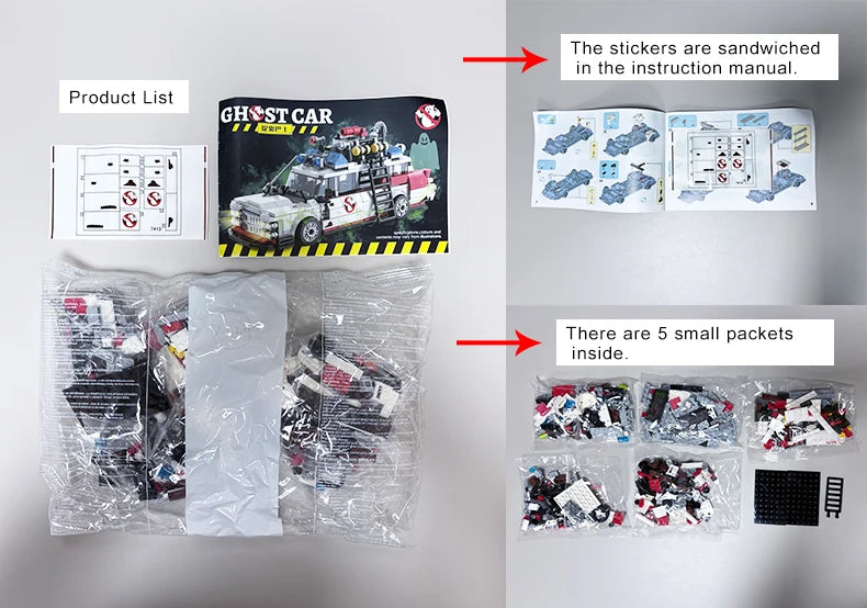 Mini Auto da Corsa Fantasma in Blocchi da Costruzione, 562 Pezzi, Modello MOC, Mattoncini per Auto, Giocattolo Fai-da-Te per Bambini e Adulti, Regalo di Halloween, Natale, Compleanno