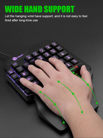 Mini tastiera da gioco con una sola mano da 35 tasti Tastiera retroilluminata cablata ultrasottile USB per laptop PC desktop Smartphone