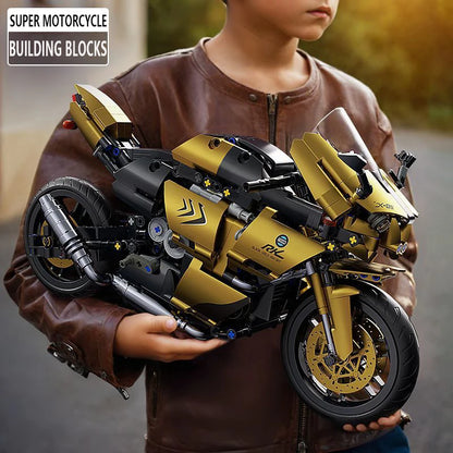 Set Blocchi Moto V4s Racing Con Supporto Esposizione Gioco STEM Per Adulti E Bambini Regalo Unisex