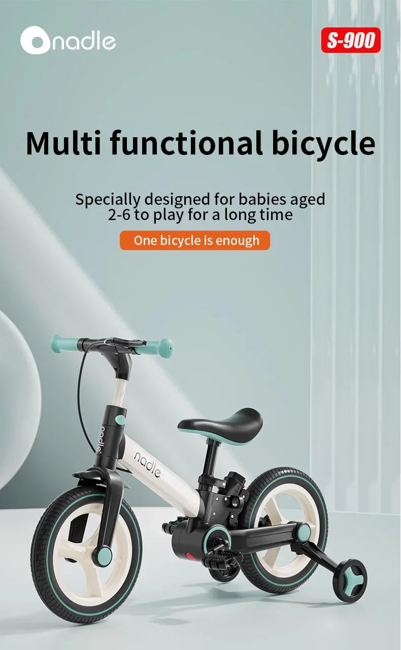 Bicicletta Per Bambini Pieghevole 2 In 1 Con Pedali Età Da 1 A 6 Anni Telaio In Alluminio