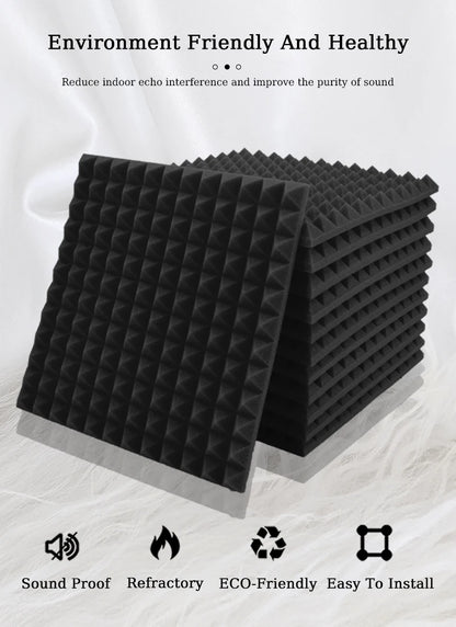 TOUO Schiuma Acustica 6/12/24 Pcs Isolamento Acustico Piramide Pannello Fonoassorbente Home Studio Trattamento Acustico Per La Camera Da Letto