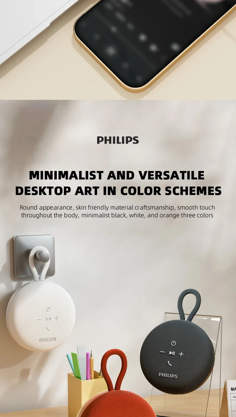 Philips TAS1120 Altoparlante Bluetooth da 800 mAh, cassa audio impermeabile per interni ed esterni con ventosa e cordino, altoparlante portatile per esterni