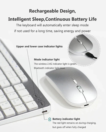 Set tastiera e Mouse Bluetooth Wireless Ultra sottile compatibile per Mac OS/iOS/iPad OS tastiera ricaricabile per MacBook