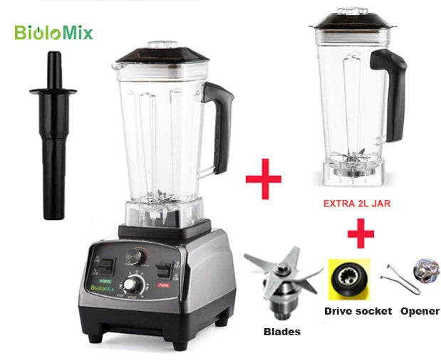 BioloMix Frullatore Potente 2200 W Con Contenitore In Tritan Da 2 L BPA Free Timer Per Frullati Di Ghiaccio