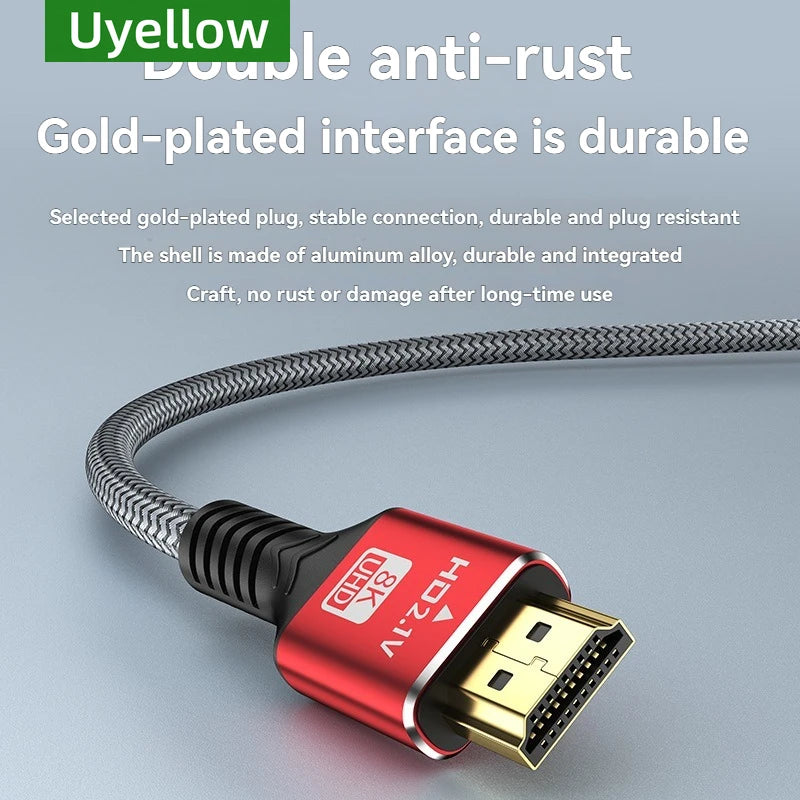 Uyellow 48Gbps Cavo compatibile HDMI 8K 60Hz 50cm 1m 2m 3m 5m Cavo 2.1 compatibile HDMI 4K 120Hz HDR Video con effetti 3D per PC HDTV