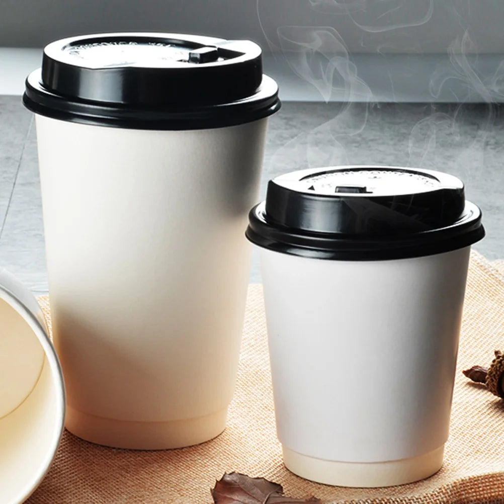 Tazze Da Caffè Usa E Getta Con Coperchio In Carta Kraft 50 Pezzi Per Ufficio Asporto