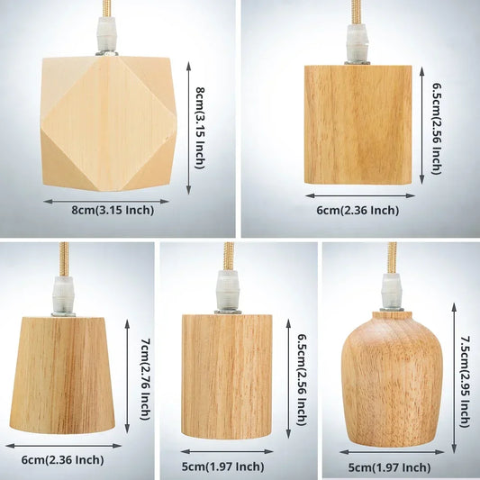 Lampada a Sospensione in Legno Naturale E27 per Soggiorno e Camera da Letto, Illuminazione Calda ed Elegante