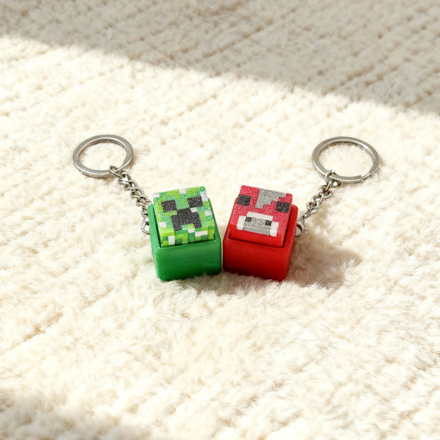 Clicker Antistress Stampato 3D Tema Minecraft Per Tastiere Meccaniche Con Feedback Tattile Portachiavi