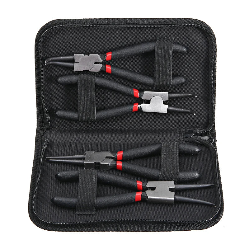 Set 4 Pinze Per Anelli Elastici 7 Pollici Pinze A Becchi Lunghi Interni Esterni Rimozione E Fissaggio
