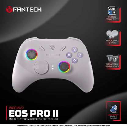 FANTECH WGP15V2 EOS PRO II Controller di gioco wireless Frequenza di polling 1000 Hz Gamepad con effetto Hall e trigger K-Silver per PC NS