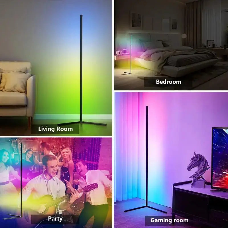Lampada Da Terra Angolare Rgb Con Controllo Via App Dimmabile E Sincronizzazione Musicale Per Salotti Moderni