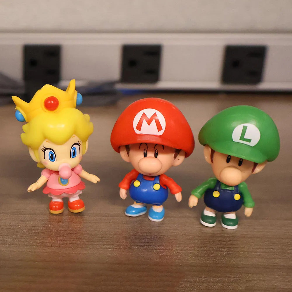 JAKKS Super Bros Personaggi d'azione Mario, Luigi, Peach - Simpatiche Bambole Anime Giocattolo per Bambini - Regalo