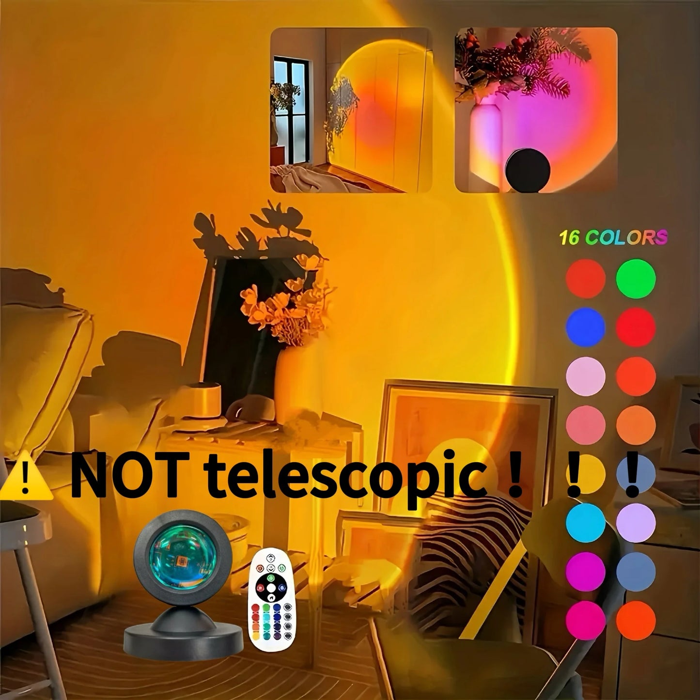 Proiettore Notturno Tramonto Con Telecomando Luce LED RGB Cangiante A 16 Colori Per Camera Da Letto