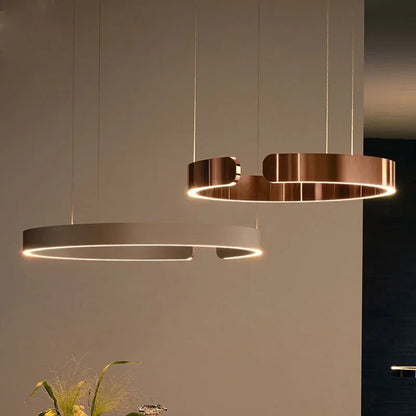Lampada LED Circolare Sospesa Moderna Oro Rosa Bianco Nero Per Soggiorno E Sala Da Pranzo