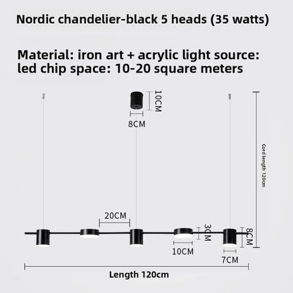 Lampada A Sospensione Postmoderna Tre Teste Per Ristorante In Ferro Nero E Oro Illuminazione Minimal Nordica Di Lusso