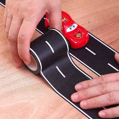 Adesivi stradali riutilizzabili in stile cartone animato, nastro stradale in poliuretano nero, adatto per la decorazione di corse di feste
