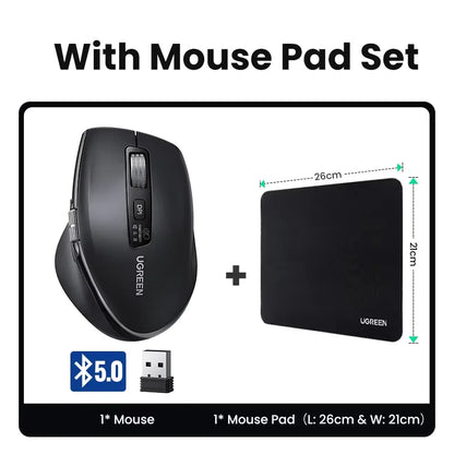 Mouse Senza Fili Ergonomico con DPI 5000 Bluetooth 5.4 e 2.4 GHz MacBook Tablet Laptop PC