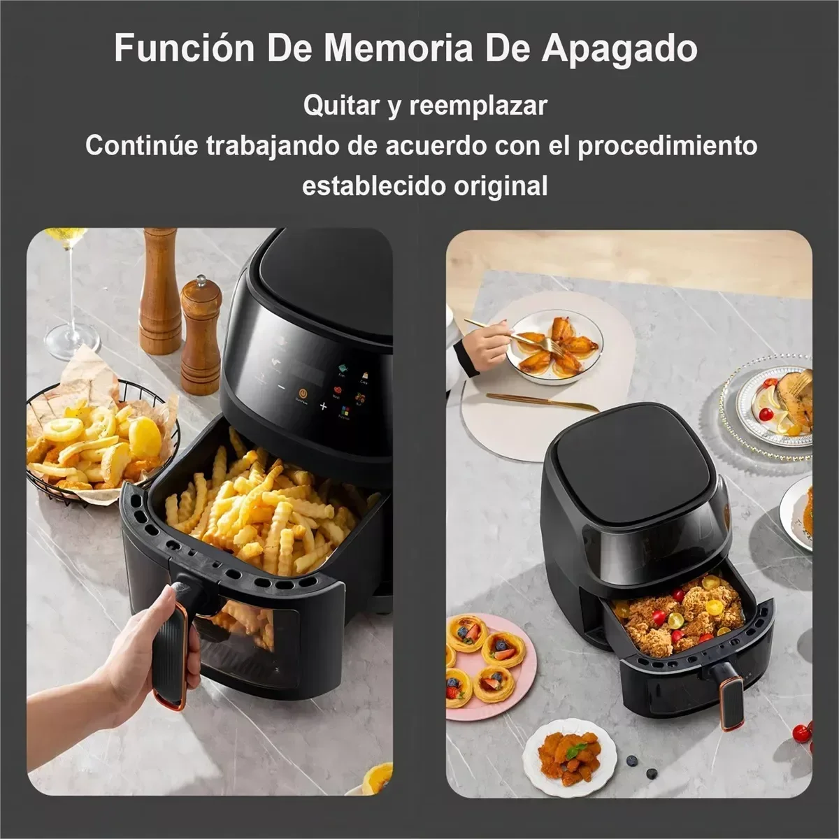 Friggitrice Ad Aria Da 1400W 8L Programmabile E Intelligente Con Touch Led Per Patatine E Pollo