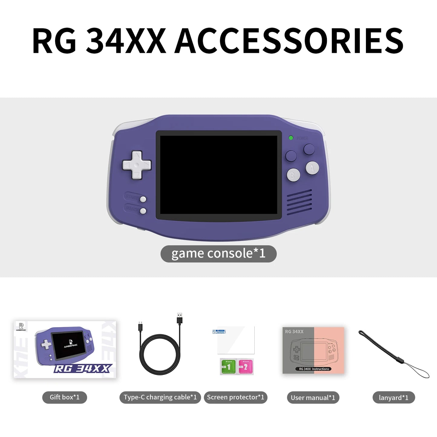 ANBERNIC RG 34XX Console di gioco portatile Schermo IPS 720*480 da 3,4 pollici Linux 64 bit 3500 mAH Bluetooth RG34XX Lettori di videogiochi retrò