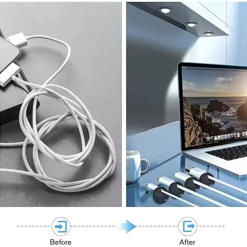 Clip per cavi Supporto per cavo telefonico Linea dati USB Organizzatore in silicone Gestione cavi autoadesiva Avvolgicavo Cavo per caricabatterie per auricolari
