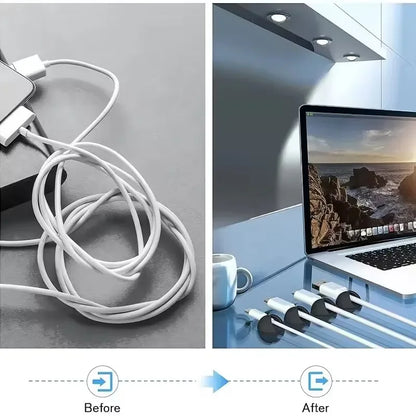 Clip per cavi Supporto per cavo telefonico Linea dati USB Organizzatore in silicone Gestione cavi autoadesiva Avvolgicavo Cavo per caricabatterie per auricolari