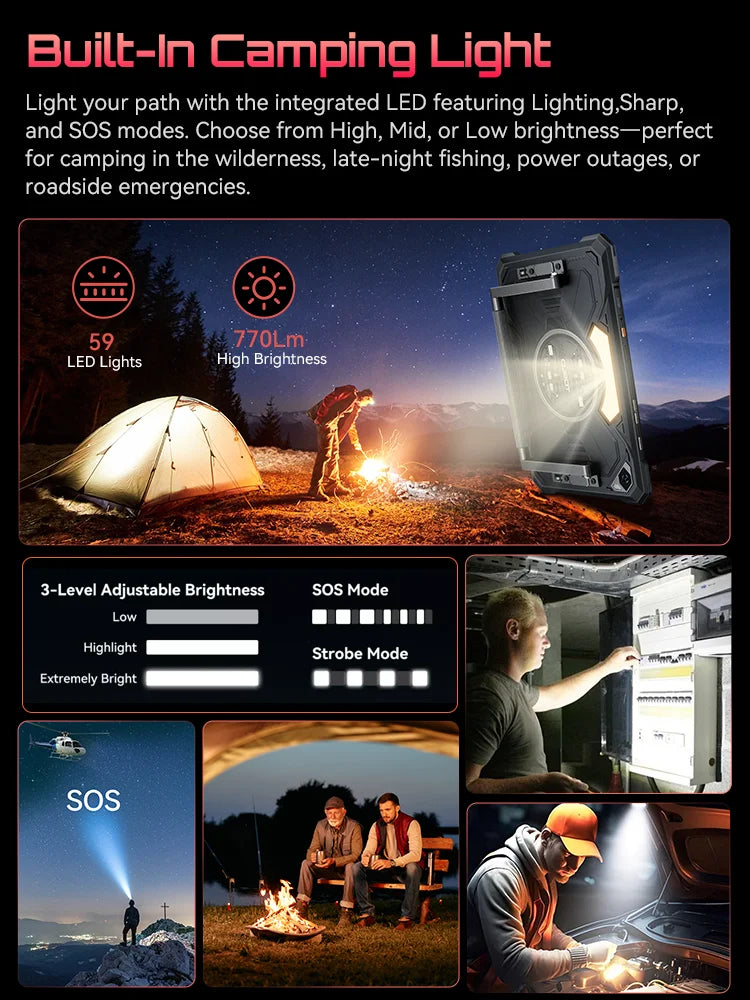 Tablet Android Cubot Tab Kingkong S 10,1 pollici, Batteria 15300 mAh, 6 Gb Ram, 256 Gb Storage, Fotocamera 48 Mp