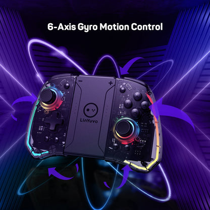 LinYuvo KS40 Gamepad wireless trasparente per Switch/OLED con LED a 8 colori, funzione Turbo. Joystick controller per Switch Lite