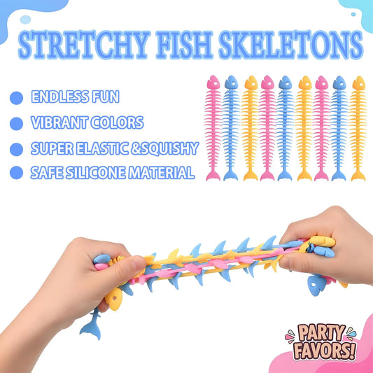 5/10/20/40 Pezzi Giocattoli Antistress Squishy, Giocattoli Sensoriali a Forma di Lisca di Pesce, Giocattoli Elastici Multicolore per Alleviare lo Stress, Giocattoli Antistress Intrecciati
