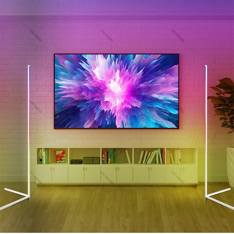 Lampada Da Terra Tuya Rgb 180 cm Bianca, Smart Con App E Telecomando, Illuminazione Led Moderna E Atmosferica