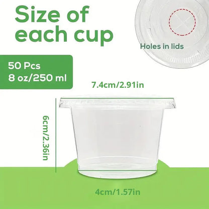 Set Da 50 Bicchieri Di Plastica Con Coperchi Da 5,5 Oz Per Bevande Gelato Zuppe Snack E Dessert