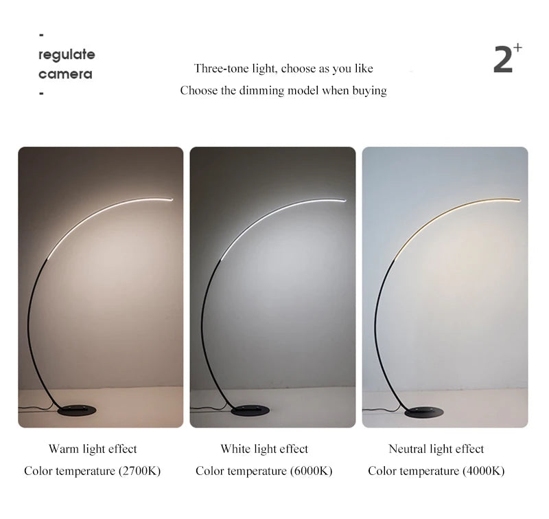 Lampada Da Terra Moderna A Arco Nordico Con LED Dimmabile E Telecomando Per Soggiorno E Camera Da Letto