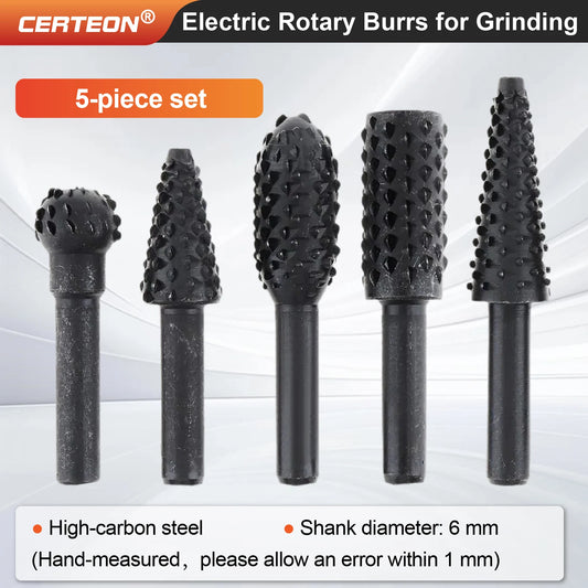Set Da 5 Raspe Rotative Per Intaglio Del Legno Frese Per Trapano In Acciaio Ad Alto Tenore Falegnameria Utensili Diy