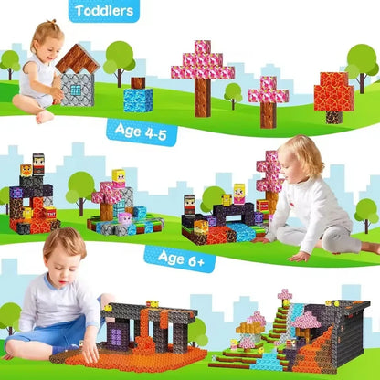 Blocchi magnetici Mine World Cube Magnet World Set per bambini di età 3+ Modello fai da te Stelo per bambini Miglior giocattolo sensoriale Montessori